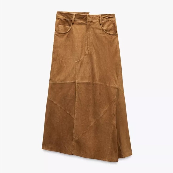 Zara 100% SUEDE SKIRT ZW COLLECTION LIMITED EDITION - Picture 7 of 8